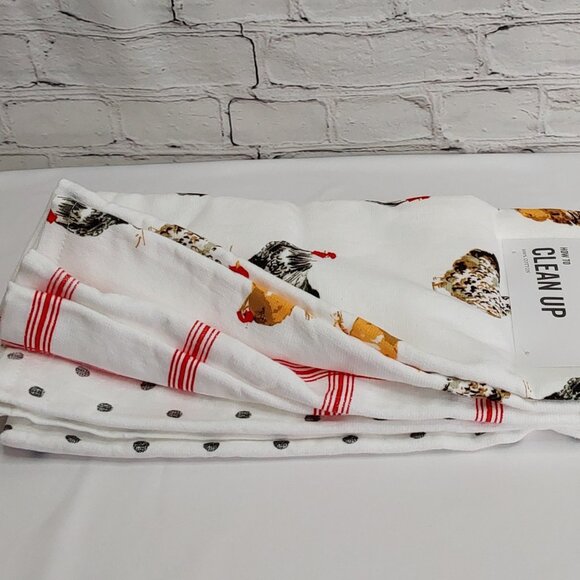 MARTHA STEWART 'ROOSTER COLLECTION' 3-PIECE COTTON KITCHEN TOWELS SET - Picture 5 of 16